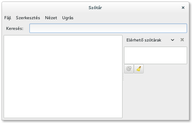 A Szótár főablakát megjelenítő képernyőkép.